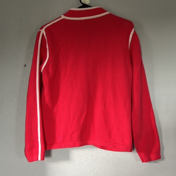 Lauren Scott Sport Zipper Sweater, Petite L, Pink/White, pre-owned - Picture 2 of 8